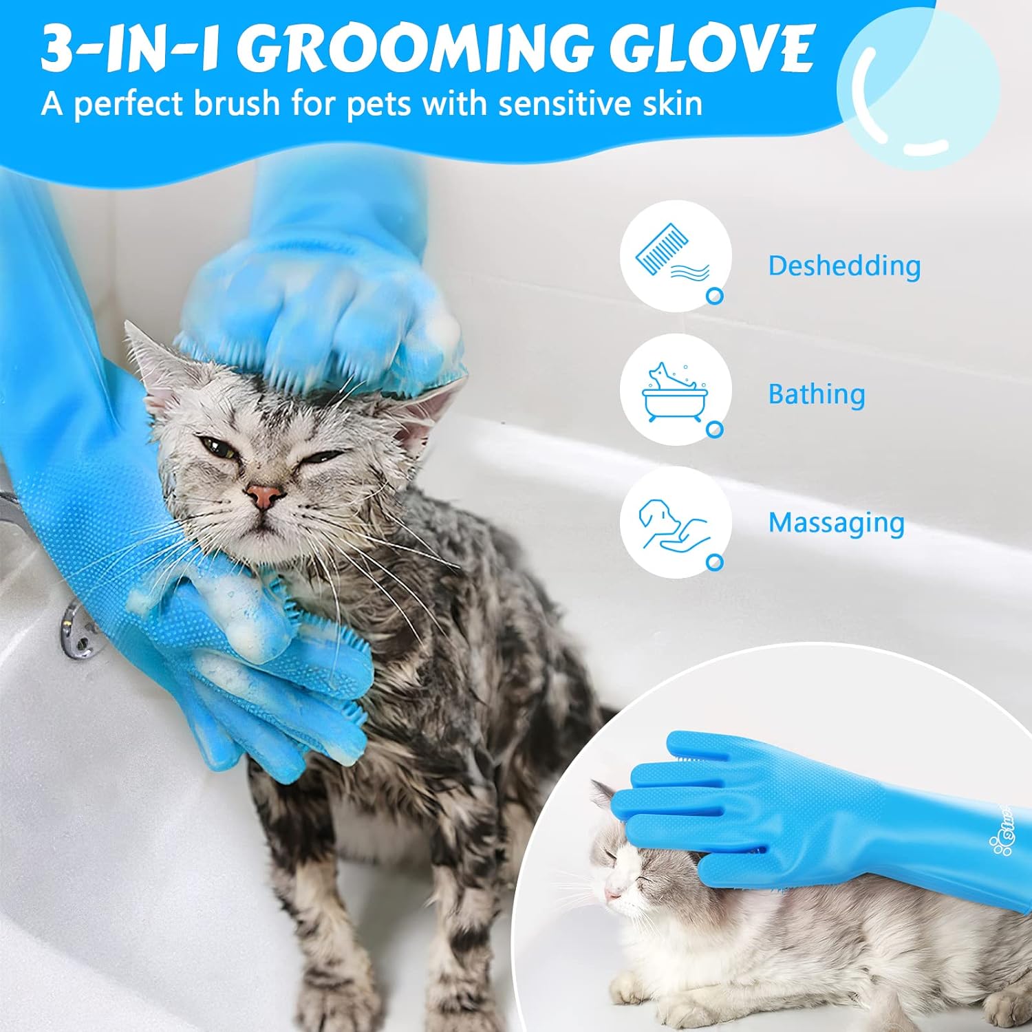 Dog washing Bathing Gloves - Image 2